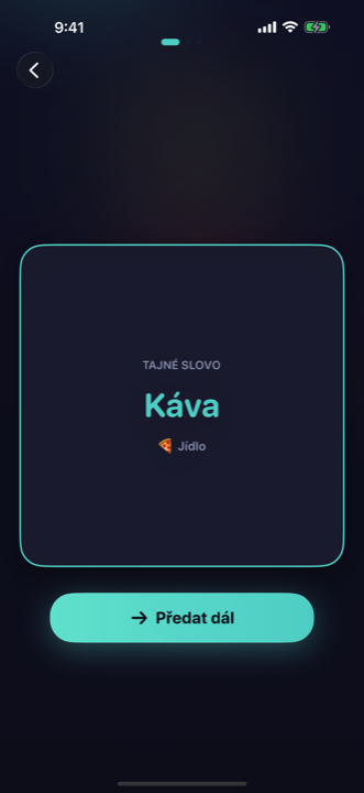 Karta hráče v BluffIt! s tajným slovem