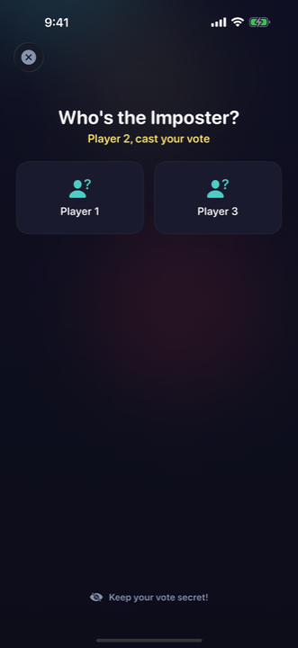 The BluffIt! voting screen with the list of players